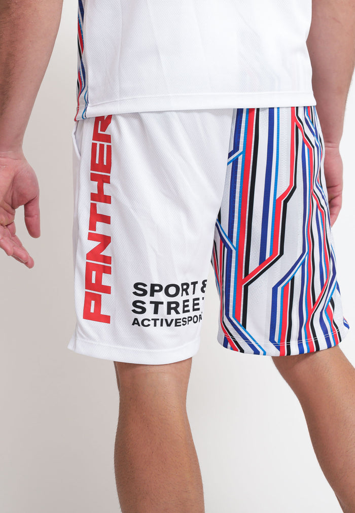 Panther Short Righe - Bianco-5