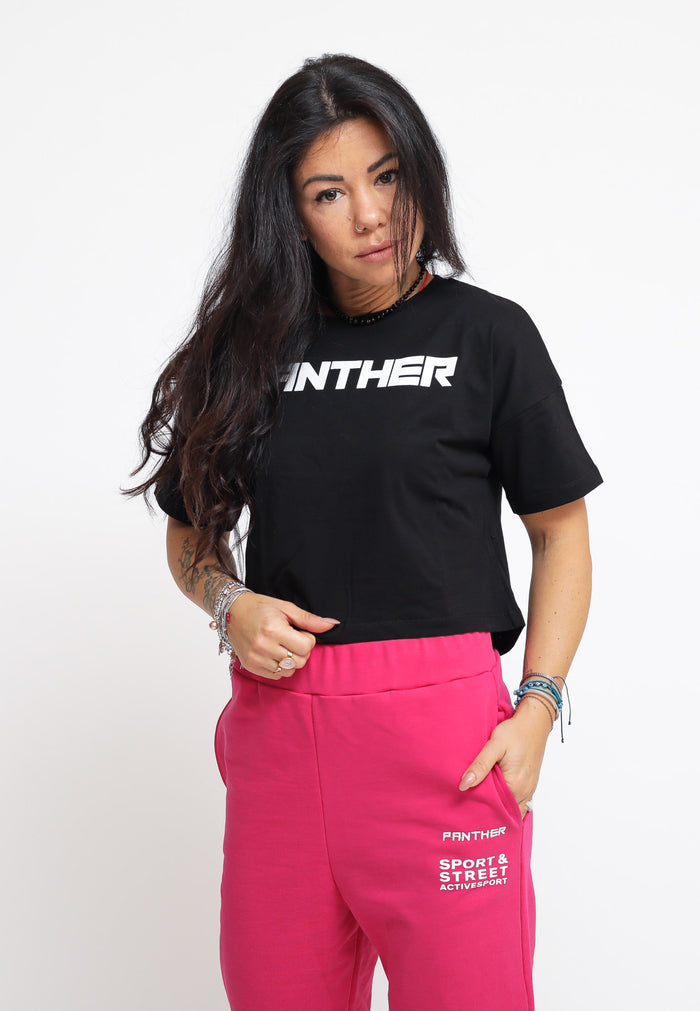 Panther T-Shirt Crop - Nero