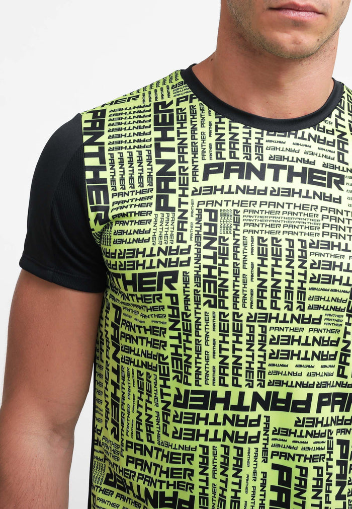 Panther T-Shirt Stampe - Nero/Lime-2